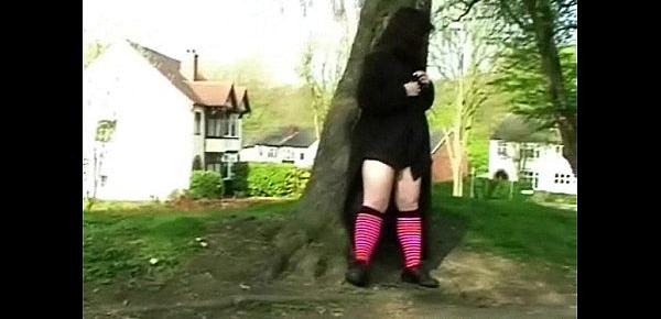 Couragious public exhibitionism and bbw flashing of speccy fatty showing pussy